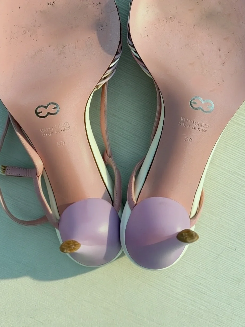 Vintage ESCADA Y2K Pastel Leather Strappy Heels EU 39